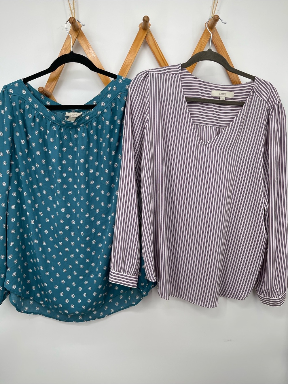 ⭐️LOFT Red Striped and LOFT Outlet Teal Long Sleeved Blouses (Pair)